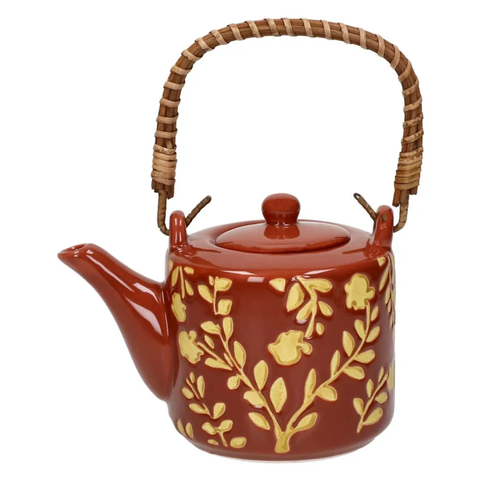 Pomax Vaisselle-ROMANCE - théière - porcelaine - L 16 x W 11 x H 11,5 cm - paprika