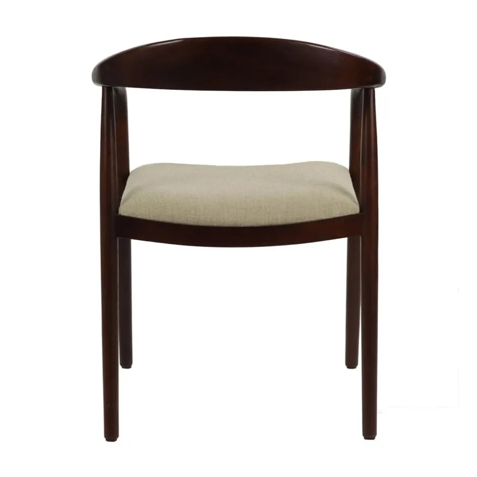 Pomax Chaises-ROMEO - chaise noyer/siège en tissu - bois d'acacia / coton - L 56 x W 51 x H 78,5 cm - naturel