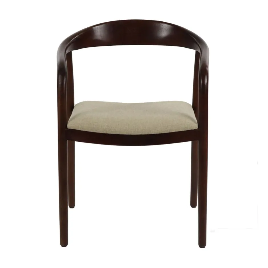 Pomax Chaises-ROMEO - chaise noyer/siège en tissu - bois d'acacia / coton - L 56 x W 51 x H 78,5 cm - naturel