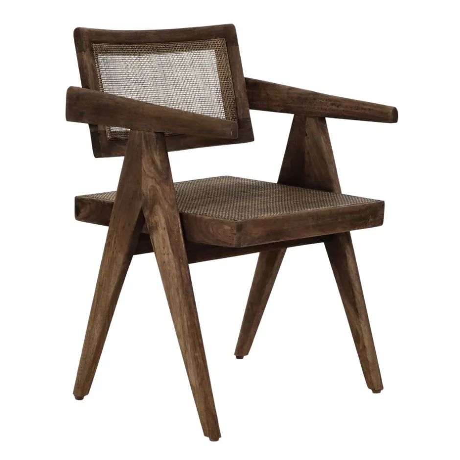 Pomax Chaises-ROSALIA - fauteuil - bois de mangier / rotin - L 53 x W 51 x H 80 cm - brun