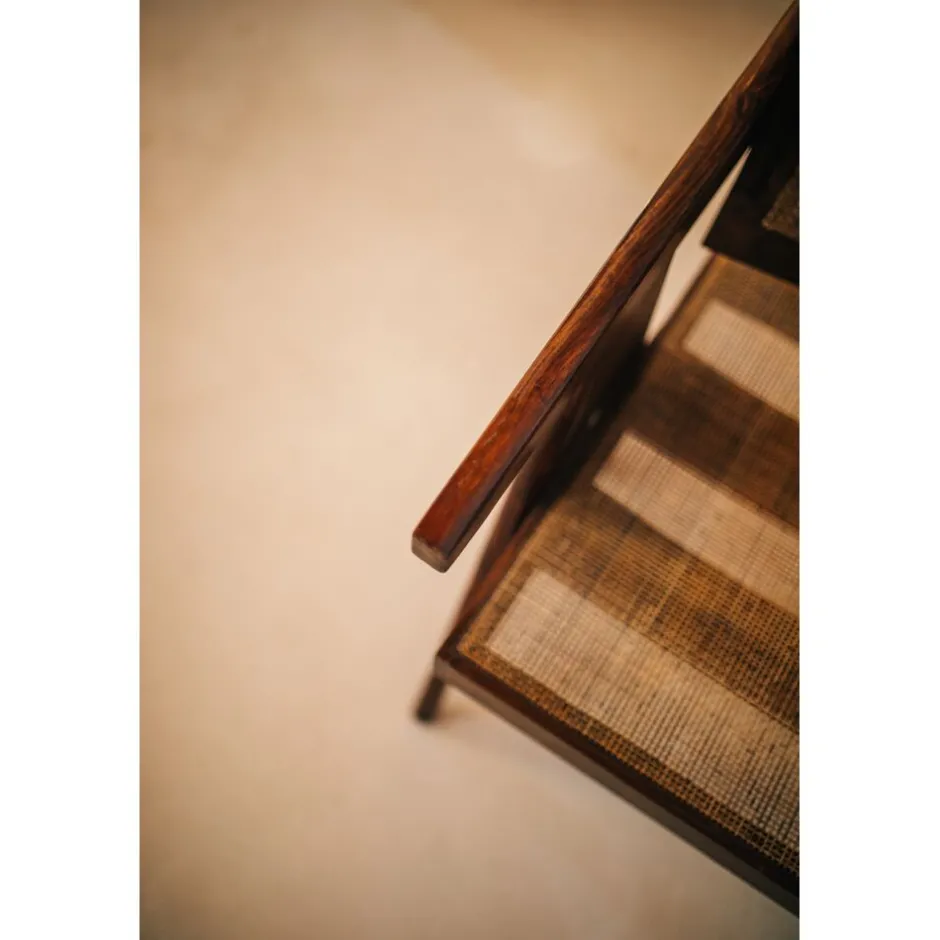 Pomax Chaises-ROSALIA - fauteuil - bois de mangier / rotin - L 53 x W 51 x H 80 cm - brun