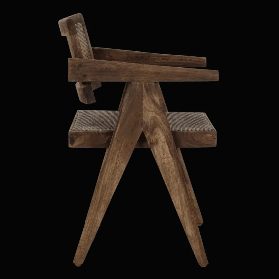 Pomax Chaises-ROSALIA - fauteuil - bois de mangier / rotin - L 53 x W 51 x H 80 cm - brun