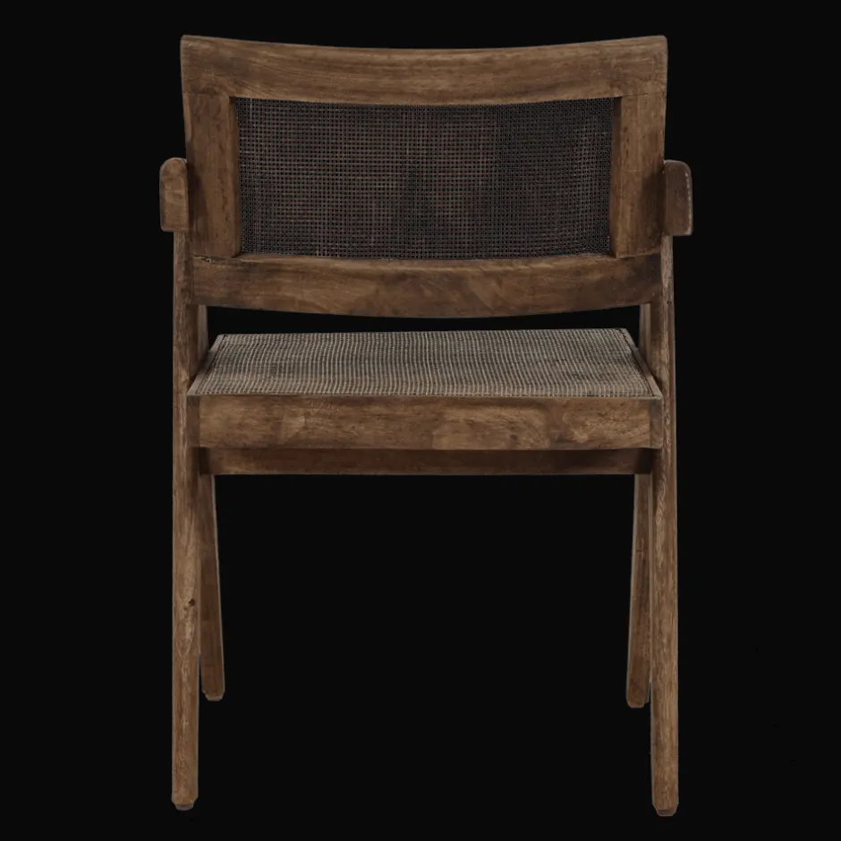 Pomax Chaises-ROSALIA - fauteuil - bois de mangier / rotin - L 53 x W 51 x H 80 cm - brun