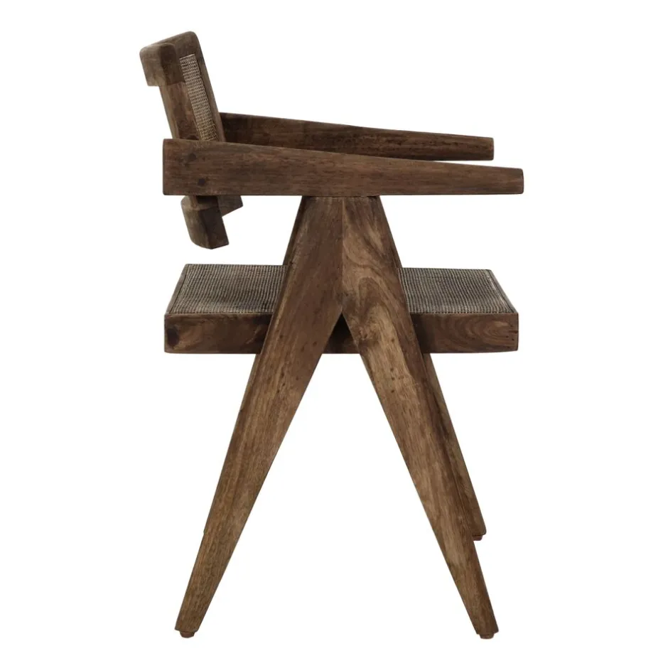 Pomax Chaises-ROSALIA - fauteuil - bois de mangier / rotin - L 53 x W 51 x H 80 cm - brun