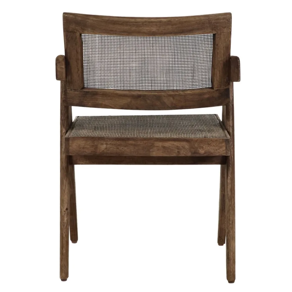 Pomax Chaises-ROSALIA - fauteuil - bois de mangier / rotin - L 53 x W 51 x H 80 cm - brun