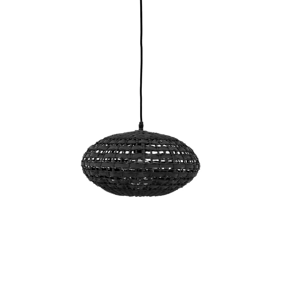 Pomax Suspensions-ROTA - lampe suspendue - rotin / bois - DIA 36 x H 20 cm - noir