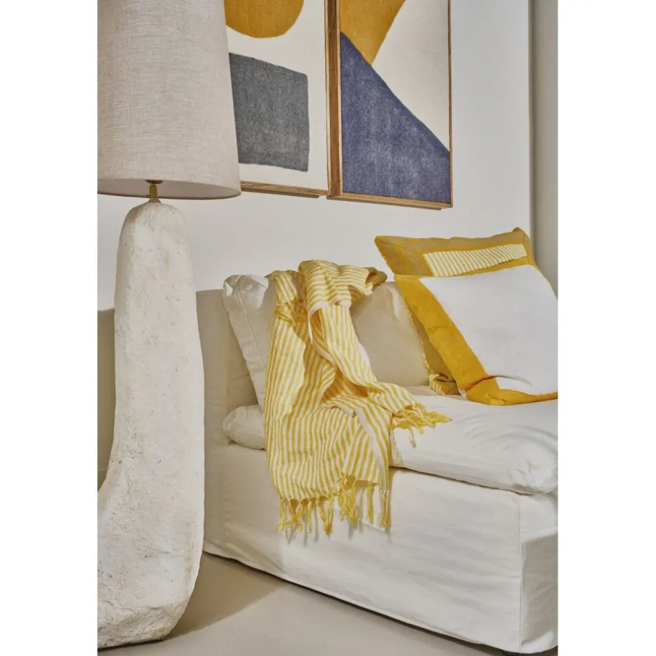 Pomax Plaids-SAINT-TROPEZ - plaid/nappe de table - lin - L 170 x W 130 cm - jaune