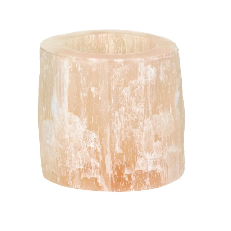 Pomax Photophores / T-lights-SELENA - photophore - selenite - DIA 14 x H 14 cm - rose