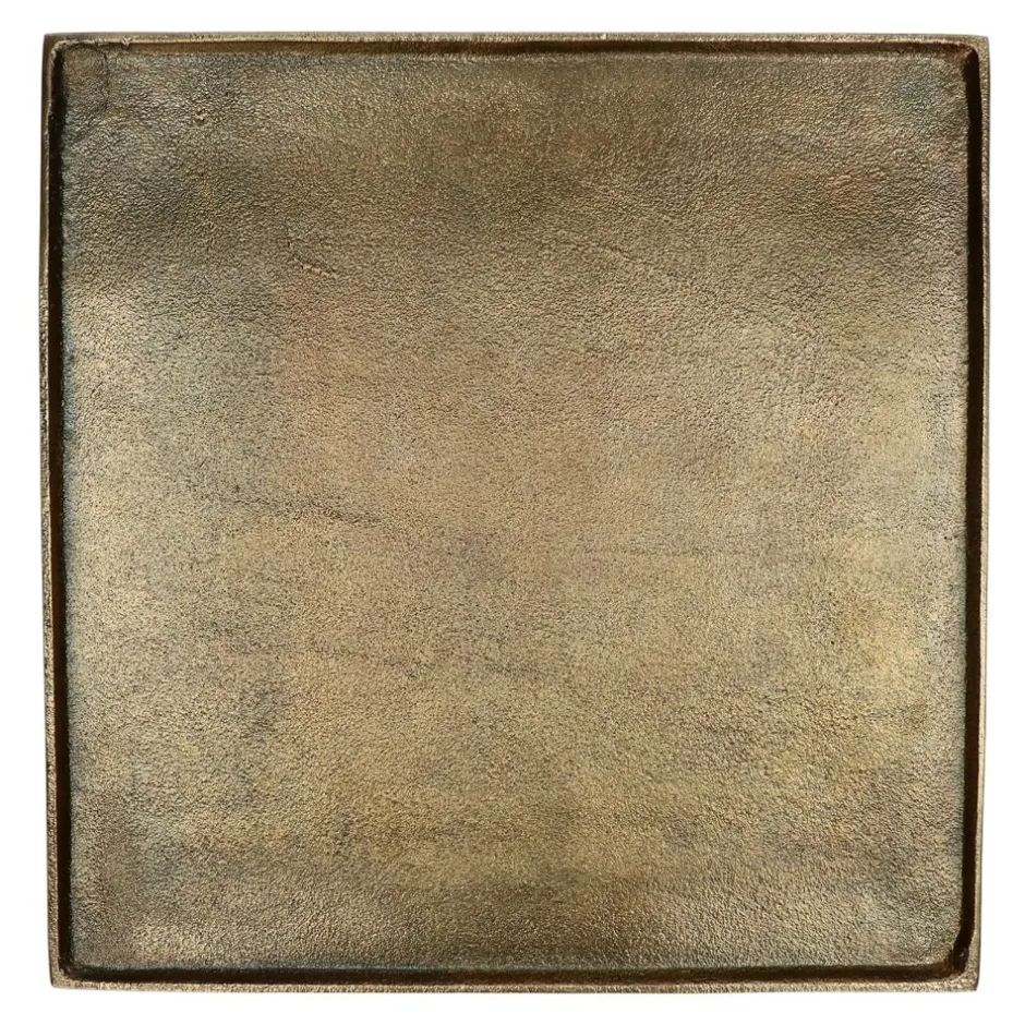 Pomax Bols & Paniers-SINCLAIR - plat - aluminium - L 39 x W 39 x H 1,5 cm - brass