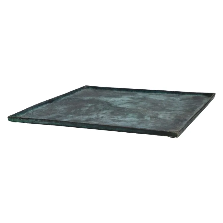 Pomax Bols & Paniers-SINCLAIR - plat - aluminium - L 39 x W 39 x H 1,5 cm - vert