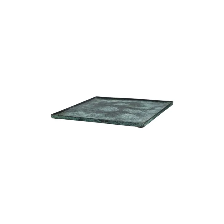 Pomax Bols & Paniers-SINCLAIR - plat - aluminium - L 29,5 x W 29,5 x H 1,5 cm - vert