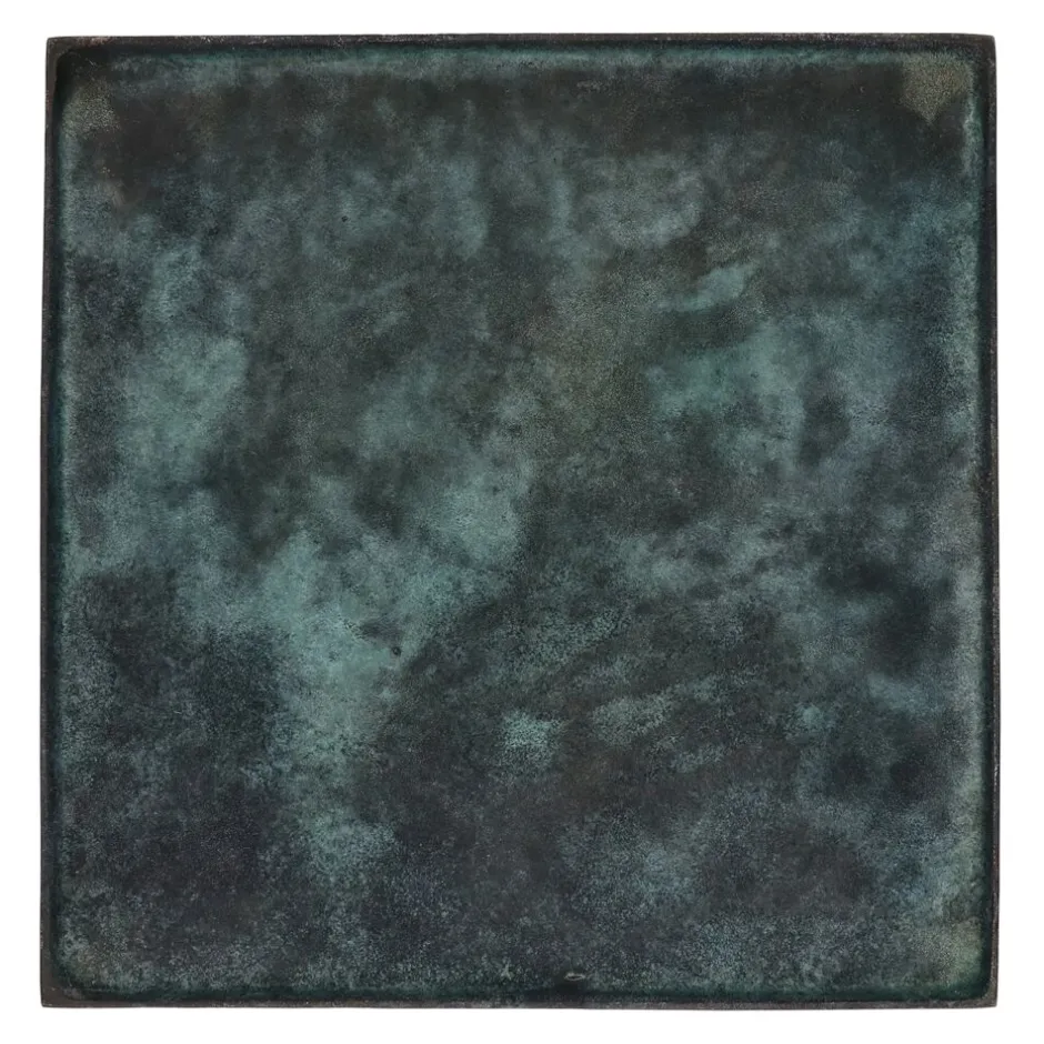 Pomax Bols & Paniers-SINCLAIR - plat - aluminium - L 39 x W 39 x H 1,5 cm - vert