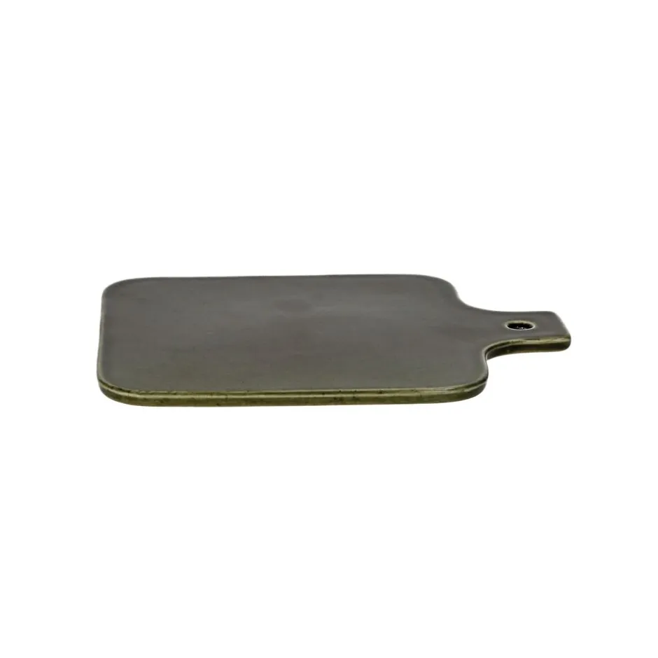 Pomax Vaisselle-SPIRO - assiete de présentation - grès - L 20 x W 16 x H 0,7 cm - vert foncé