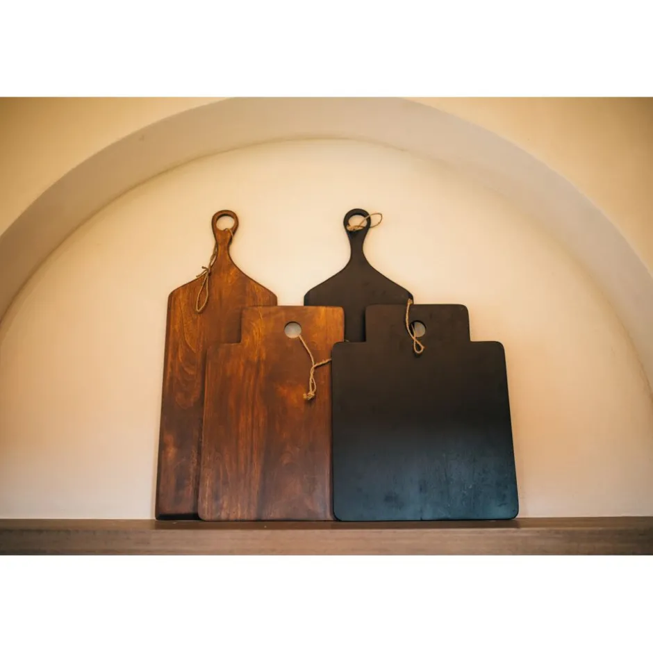 Pomax Saladiers / Plats À Servir-STANFORD - planche de service - bois de mangier / jute - L 47 x W 38 x H 1 cm - brun