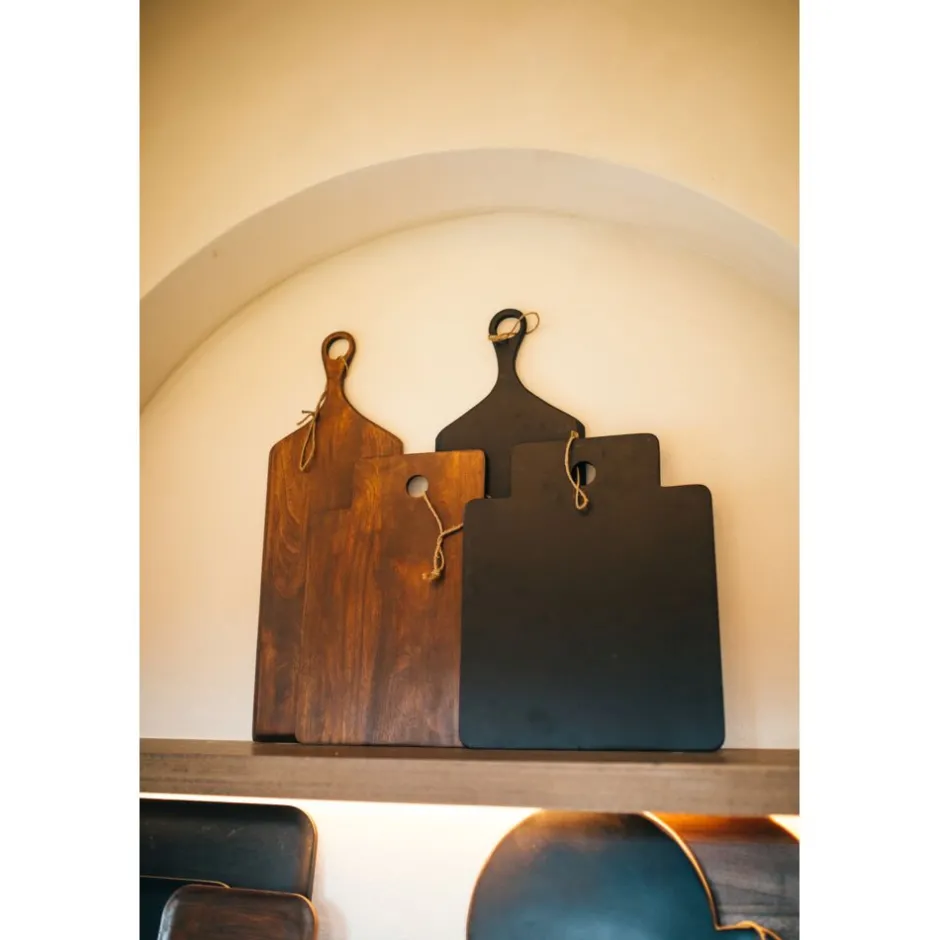 Pomax Saladiers / Plats À Servir-STANFORD - planche de service - bois de mangier / jute - L 47 x W 38 x H 1 cm - brun