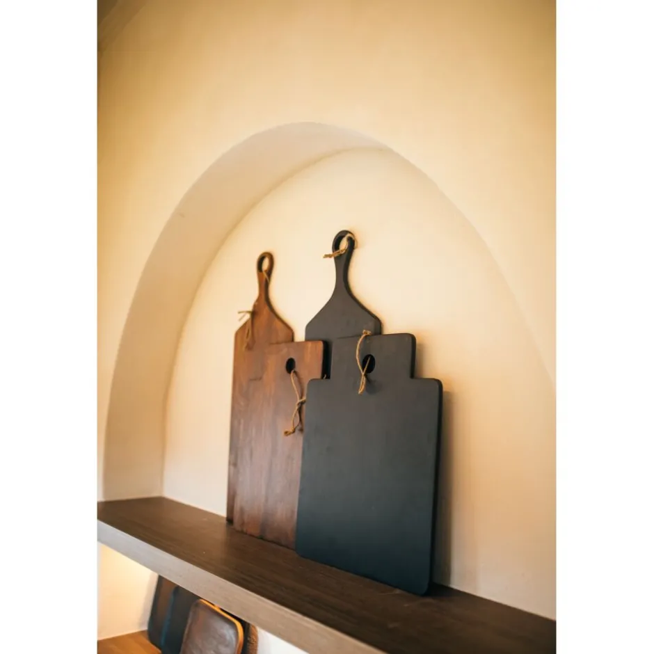 Pomax Saladiers / Plats À Servir-STANFORD - planche de service - bois de mangier / jute - L 47 x W 38 x H 1 cm - brun