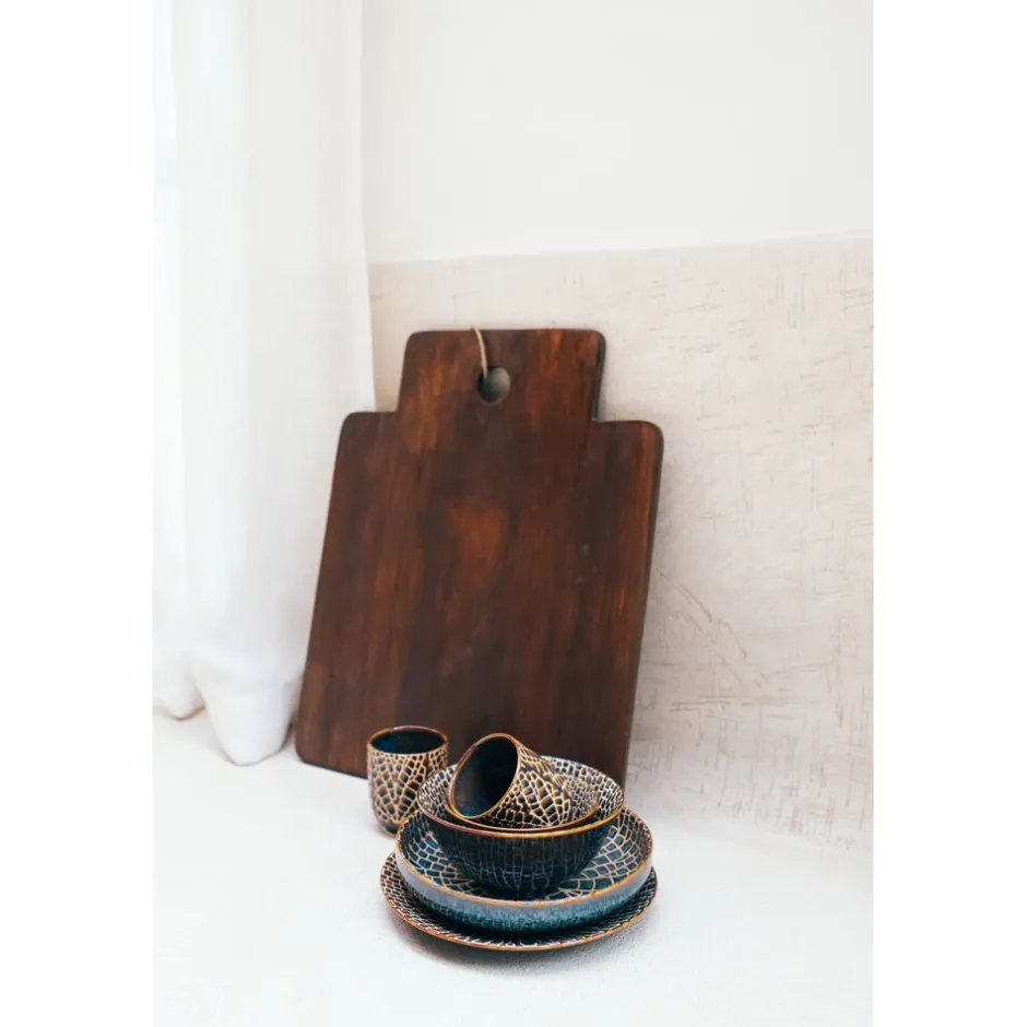 Pomax Saladiers / Plats À Servir-STANFORD - planche de service - bois de mangier / jute - L 47 x W 38 x H 1 cm - brun