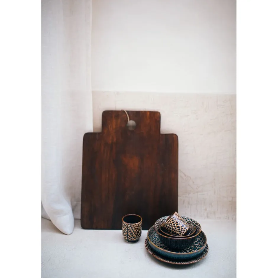 Pomax Saladiers / Plats À Servir-STANFORD - planche de service - bois de mangier / jute - L 47 x W 38 x H 1 cm - brun