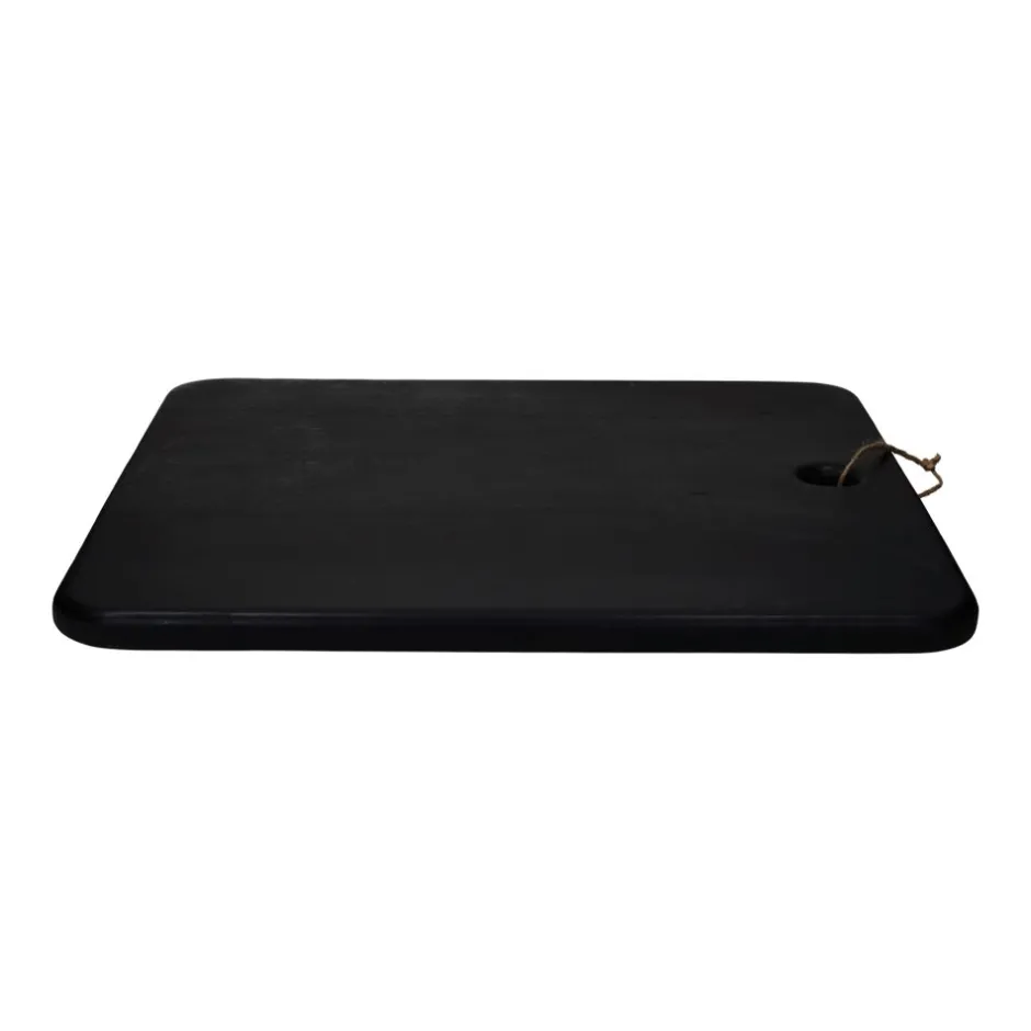 Pomax Saladiers / Plats À Servir-STANFORD - planche de service - bois de mangier / jute - L 55 x W 50 x H 2,5 cm - noir