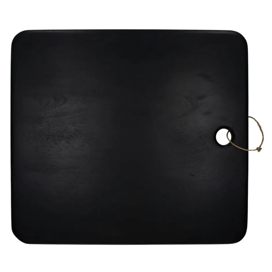 Pomax Saladiers / Plats À Servir-STANFORD - planche de service - bois de mangier / jute - L 55 x W 50 x H 2,5 cm - noir
