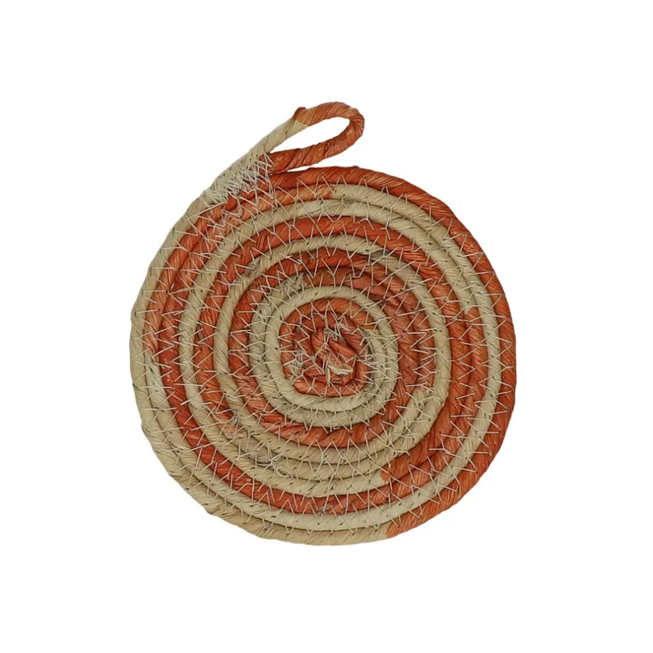 Pomax Accessoires-SWIRL - set/4 dessous de verre - jute - DIA 11 cm - orange