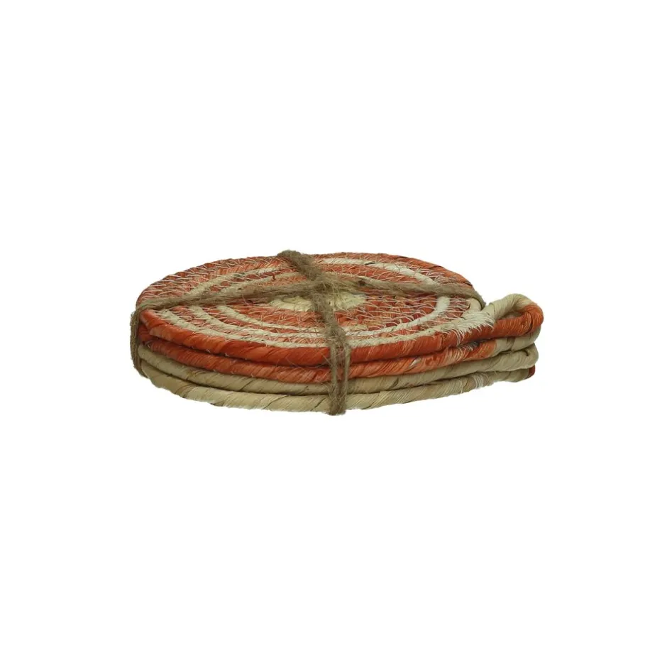Pomax Accessoires-SWIRL - set/4 dessous de verre - jute - DIA 11 cm - orange