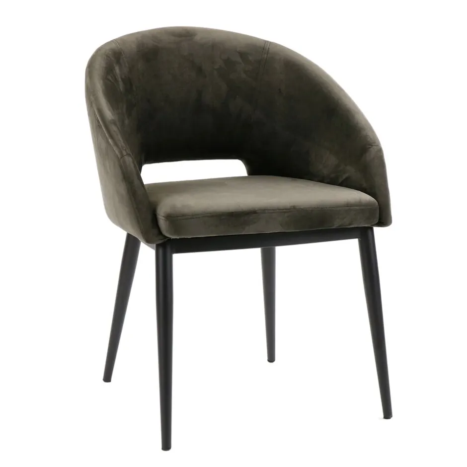 Pomax Chaises-SYRAH - chaise - velours / métal - L 59,5 x W 55 x H 79 cm - anthracite
