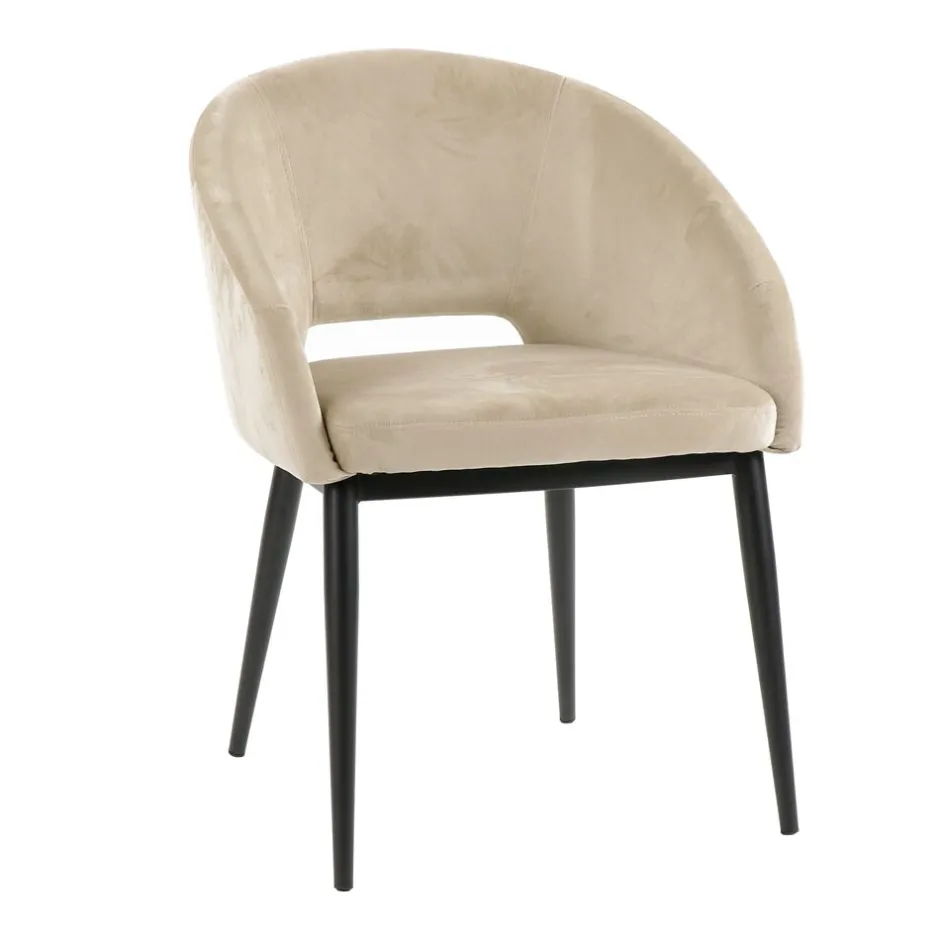 Pomax Chaises-SYRAH - chaise - velours / métal - L 59,5 x W 55 x H 79 cm - beige