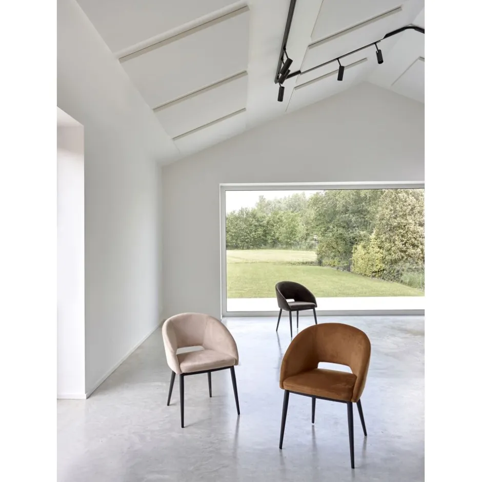 Pomax Chaises-SYRAH - chaise - velours / métal - L 59,5 x W 55 x H 79 cm - caramel