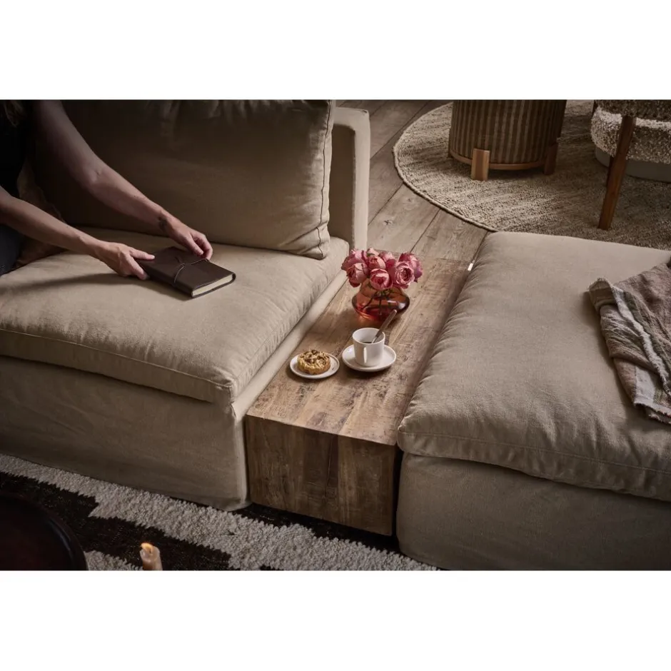 Pomax Tables Basses | Tables-TEMBA - table basse - bois récupéré - L 110 x W 35 x H 30 cm - brun