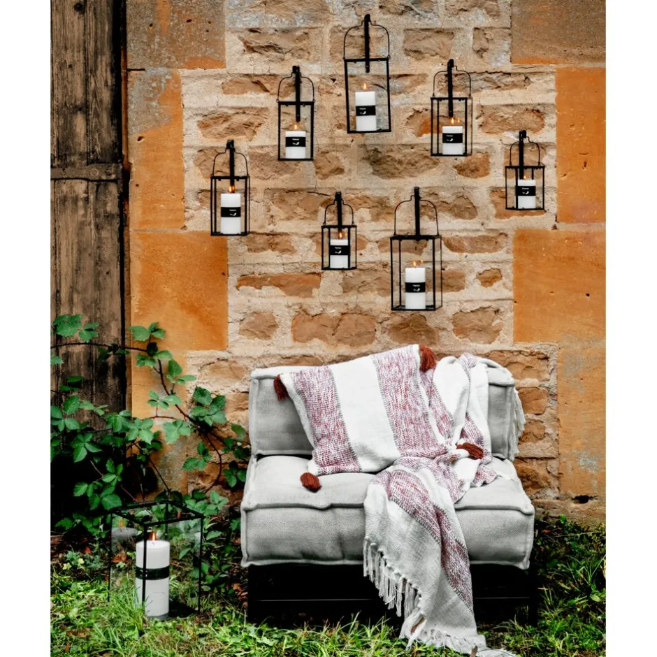 Pomax Lanternes-TOLEDO - lanterne + crochet mural - métal / verre - L 20 x W 20 x H 30 cm - noir