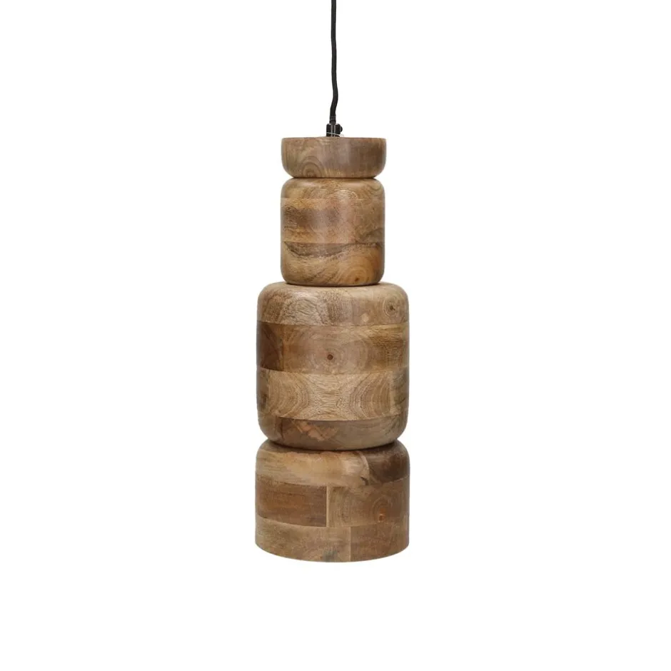 Pomax Suspensions-TRENTO - lampe suspendue - bois de mangier - DIA 15 x H 40 cm - naturel