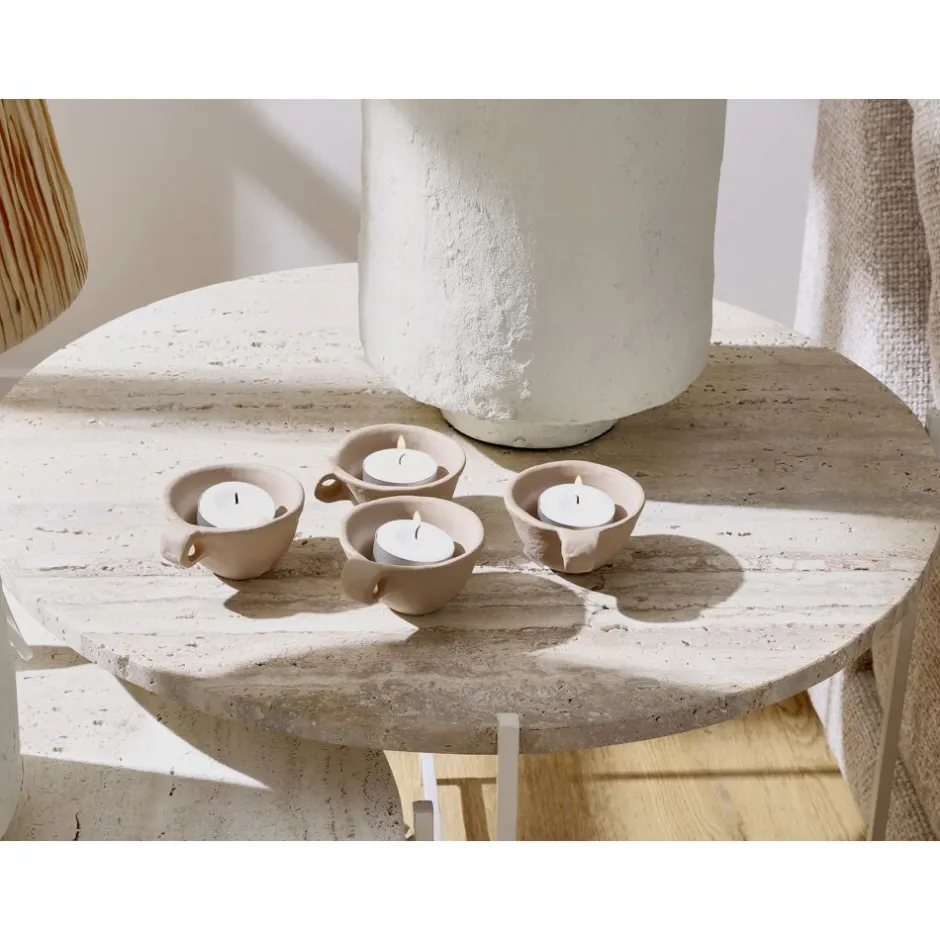 Pomax Concepts Modulaires-TREVI - dessus de table - travertin - DIA 55 x H 2 cm - ivoire