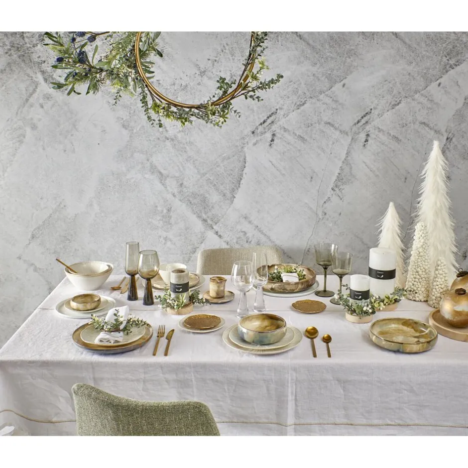 Pomax Linge De Table-TRIA - nappe de table - lin - L 250 x W 140 cm - blanc