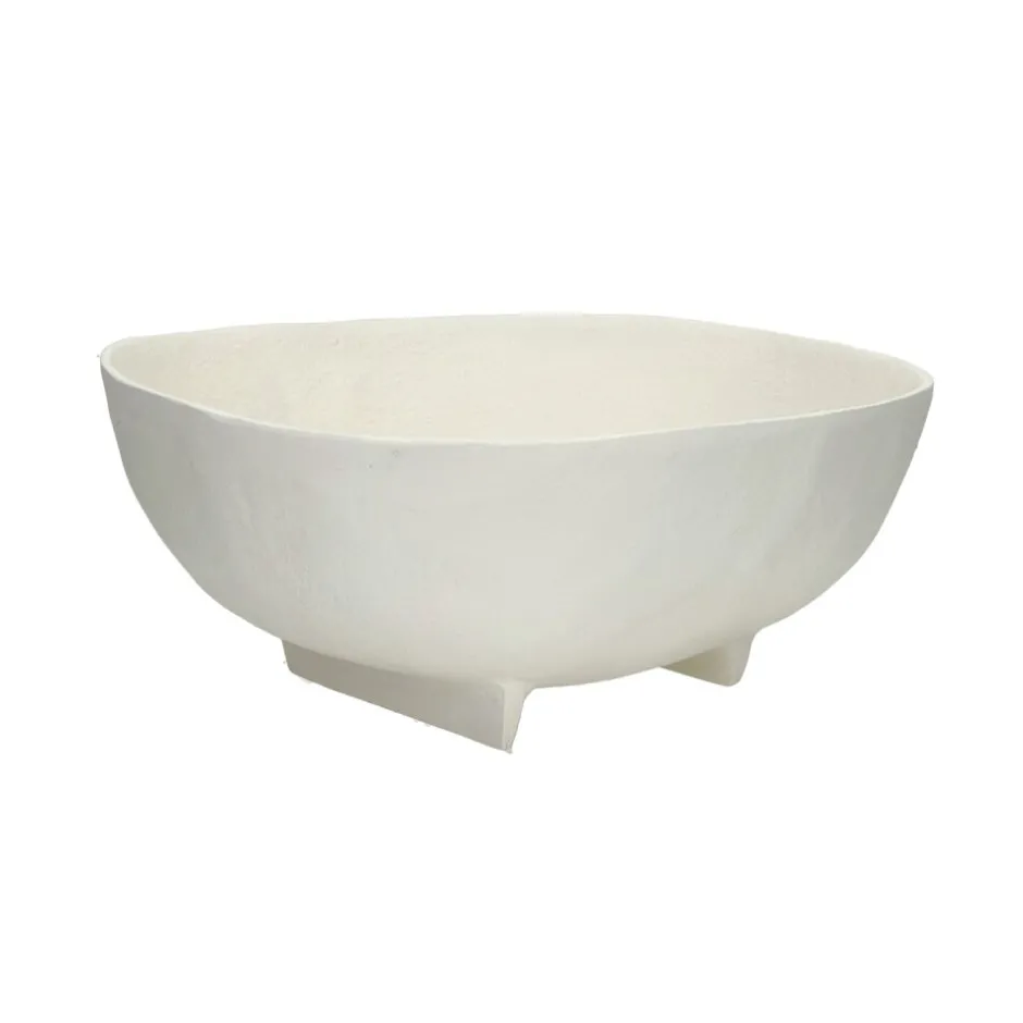 Pomax Bols & Paniers-TRULLI - set/3 bols - aluminium - L 16/20/26 x W 15,5/21,5/27 x H 8/10/10 cm - blanc cassé
