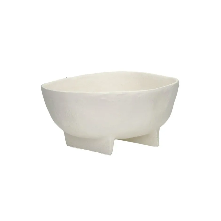 Pomax Bols & Paniers-TRULLI - set/3 bols - aluminium - L 16/20/26 x W 15,5/21,5/27 x H 8/10/10 cm - blanc cassé