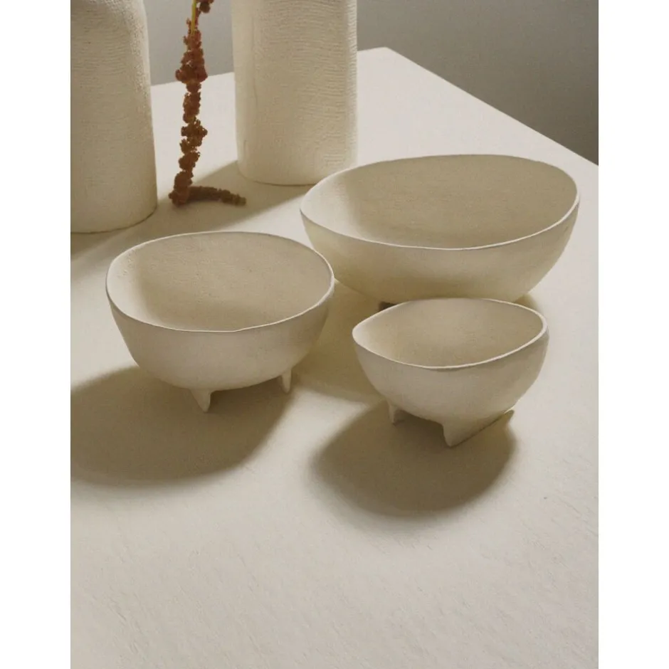 Pomax Bols & Paniers-TRULLI - set/3 bols - aluminium - L 16/20/26 x W 15,5/21,5/27 x H 8/10/10 cm - blanc cassé