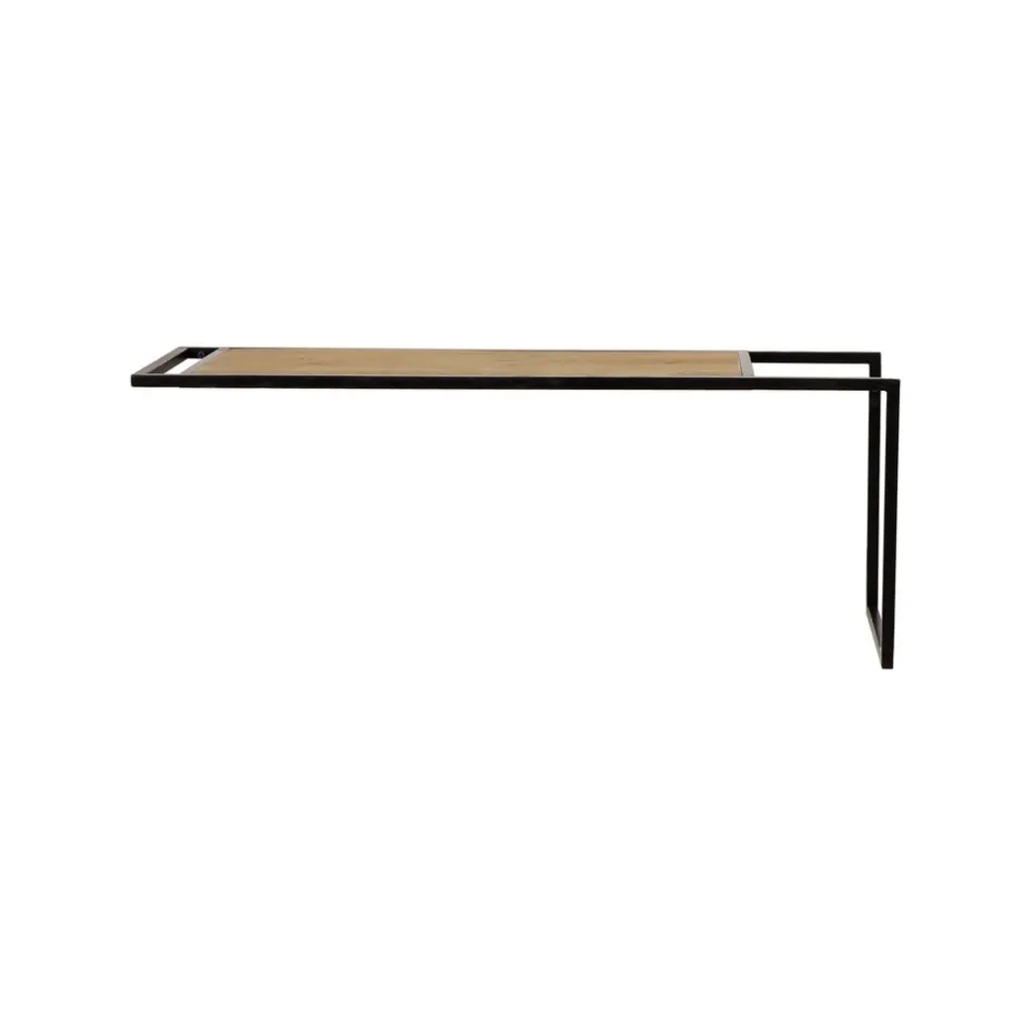 Pomax Étagères Murales | Étagères-UPSIDE DOWN - étagère - métal / bois - L 80 x W 30 x H 30,5 cm - naturel/noir