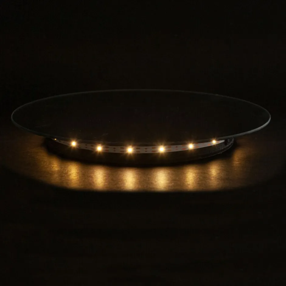 Pomax Miroirs-UTAH - miroir avec lumières led - métal / verre miroir - DIA 30 x H 3 cm - noir