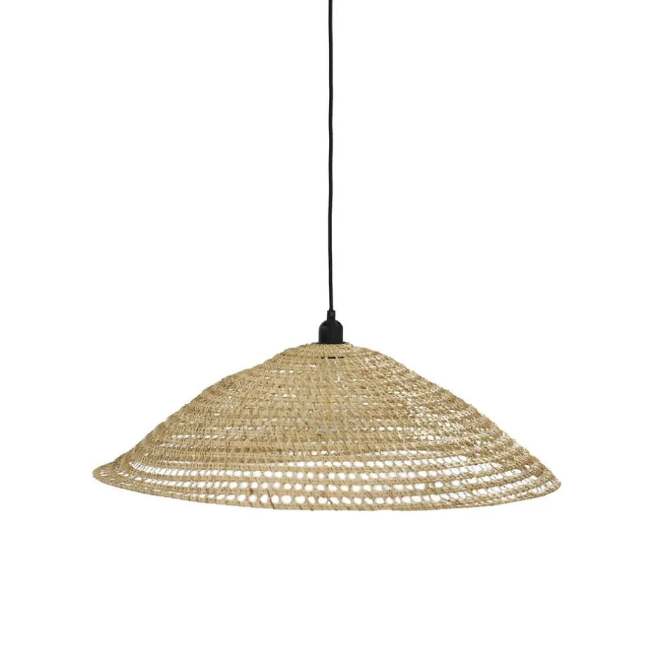 Pomax Suspensions-UZES - lampe suspendue - rotin / métal - DIA 70 x H 20 cm - naturel
