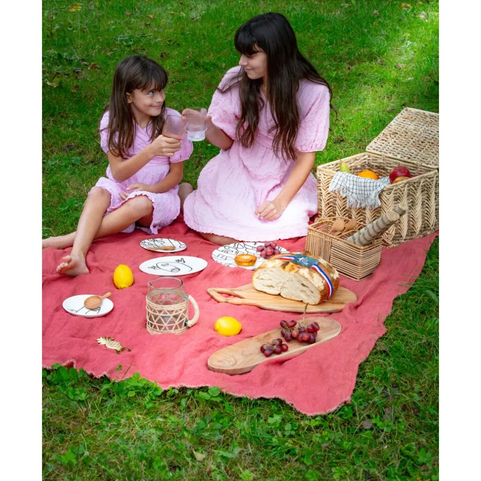 Pomax Linge De Table-VENTOUX - nappe de table / plaid - lin - L 250 x W 140 cm - corail