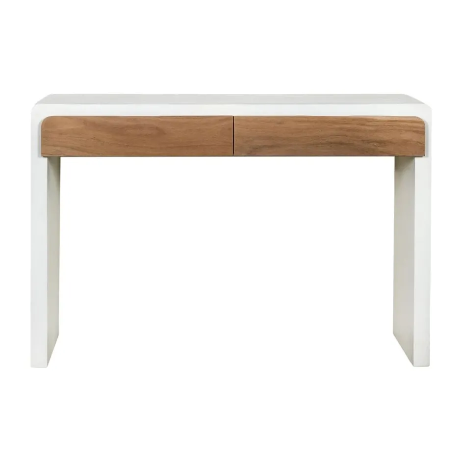 Pomax Consoles-VERONA - console 2 tiroirs - enduit à la chaux - L 120 x W 40 x H 80 cm - blanc cassé