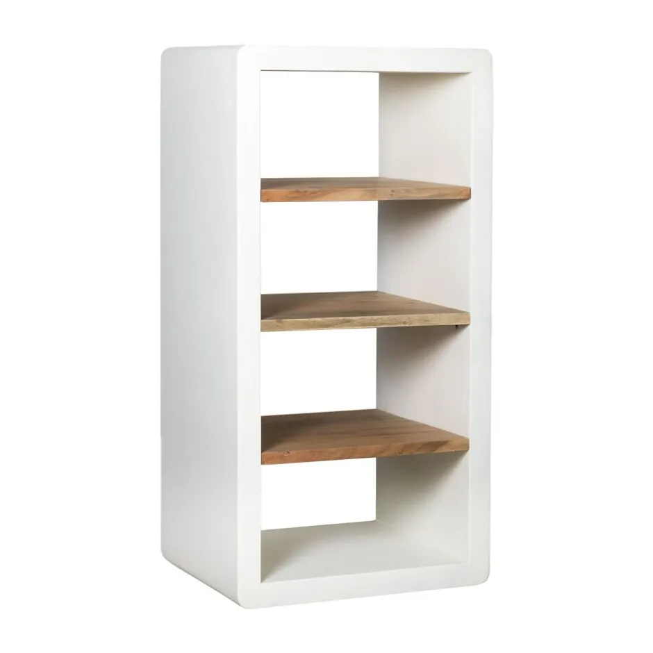 Pomax Étagères-VERONA - rack 3 étagères - enduit à la chaux / bois d'acacia - L 60 x W 50 x H 120 cm - blanc cassé