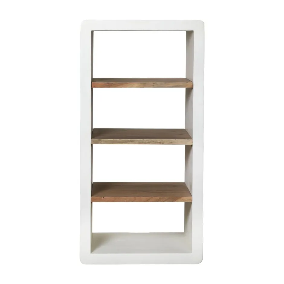 Pomax Étagères-VERONA - rack 3 étagères - enduit à la chaux / bois d'acacia - L 60 x W 50 x H 120 cm - blanc cassé