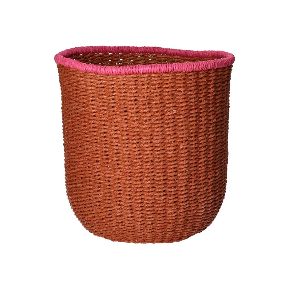 Pomax Bols & Paniers-WARNA - set/4 paniers - papier / jonc de mer - DIA 21/24/27/30 x H 21/24/27/30 cm - rouille