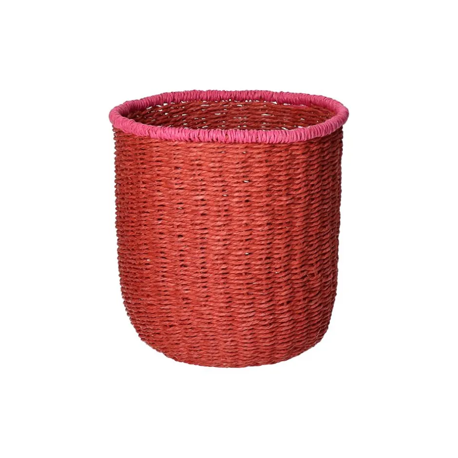 Pomax Bols & Paniers-WARNA - set/4 paniers - papier / jonc de mer - DIA 21/24/27/30 x H 21/24/27/30 cm - rouille