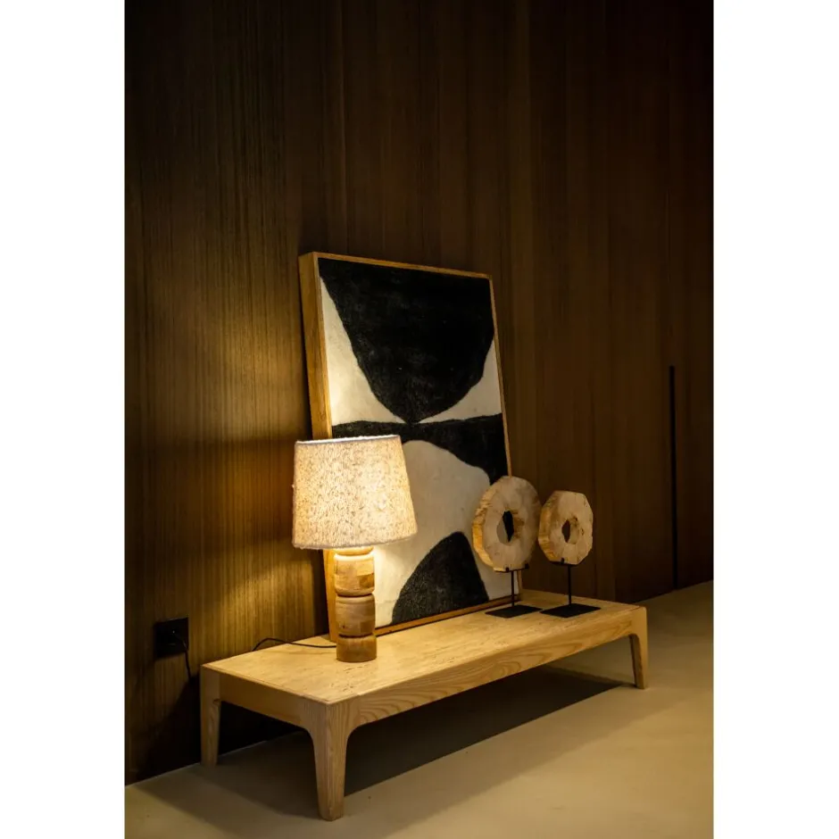 Pomax Tableau / Déco Murale-WOOLY - toile avec cadre - bois de mangier / laine - L 76 x W 6,5 x H 107 cm - noir/blanc