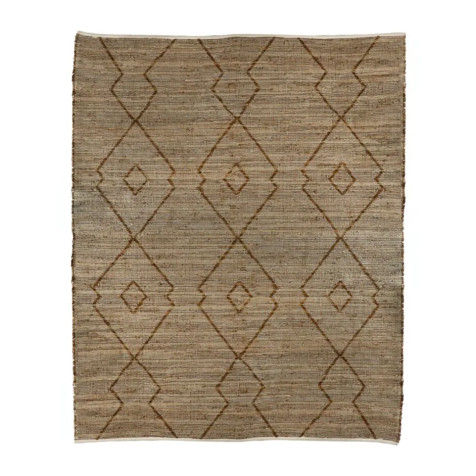 Pomax Tapis-YUCATAN - tapis - cuir recyclé / jute - L 240 x W 180 cm - naturel