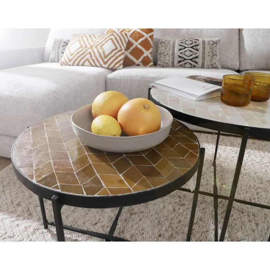 Pomax Concepts Modulaires-ZELLIX - dessus de table - zelliges marocaines - DIA 55 x H 2 cm - beige