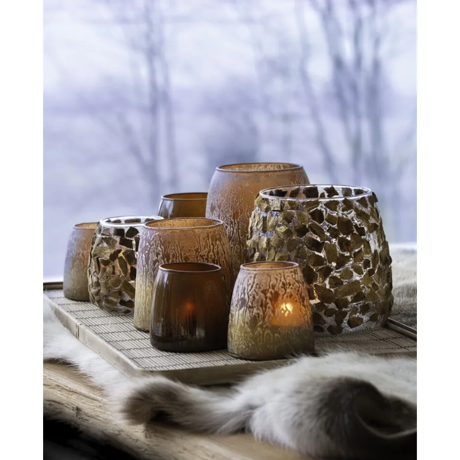 Pomax Photophores / T-lights-ZINGARO - photophore - verre - DIA 12 x H 12 cm - mix de couleurs